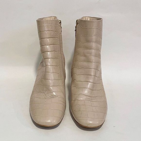Ted Baker Crocodile Embossed Cream Booties Mod Zip Size 40 - Picture 4 of 11